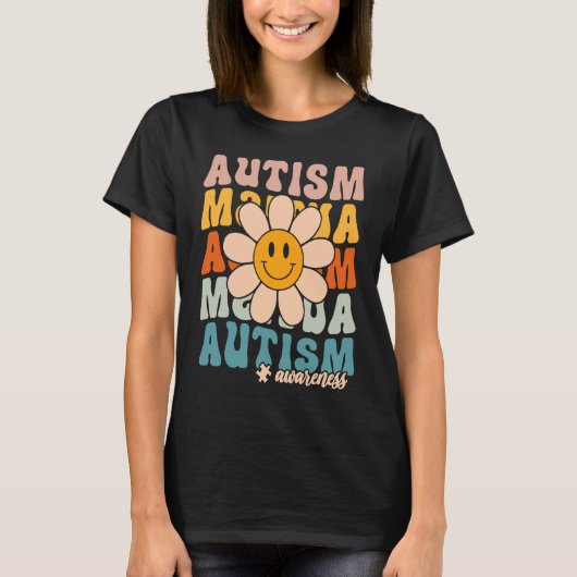 Groovy Retro Autism Awareness Month Puzzle Piece S T-shirt (Voorkant)