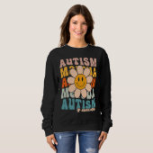 Groovy Retro Autism Awareness Month Puzzle Piece S Trui (Voorkant volledig)