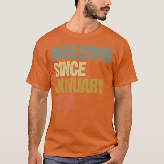Groovy Retro Awesome Since January 1979 funny T-shirt (Voorkant)