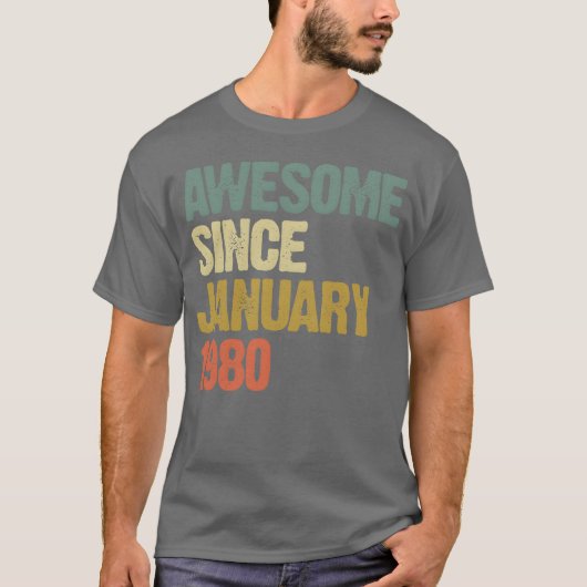 Groovy Retro Awesome Since January 1980 friend T-shirt (Voorkant)