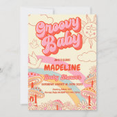 Groovy Retro Baby shower Invitation Kaart (Voorkant)