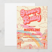 Groovy Retro Baby shower Invitation Kaart (Voorkant / Achterkant)