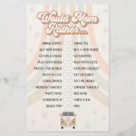 groovy retro baby shower wil liever een spelletje