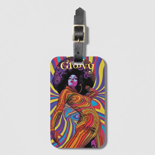 Groovy Retro Bagagelabel (Voorkant (verticaal))