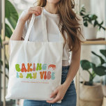Groovy Retro Baking is mijn vibe, bakker Tote Bag<br><div class="desc">Geef dit 'Baking Is My Vibe'-tas aan de bakker in je leven. Het is een geweldig cadeau voor hobbyisten en professionals.</div>