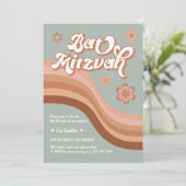 Groovy Retro Bat Mitzvah Kaart (Staand voorkant)