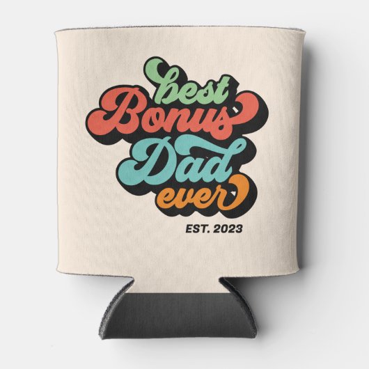 Groovy Retro Best Bonus Pap Ever Foto Fathers Day Blikjeskoeler (Voorkant)