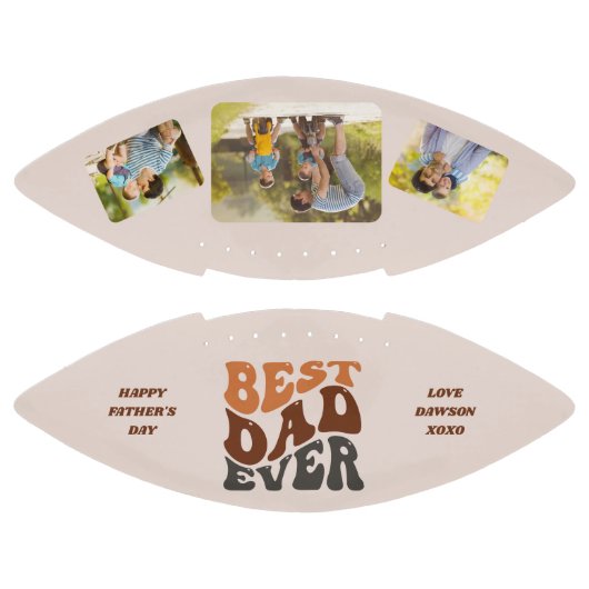 Groovy Retro Beste pap ooit 3 Foto gepersonaliseer American Football (Panelen)