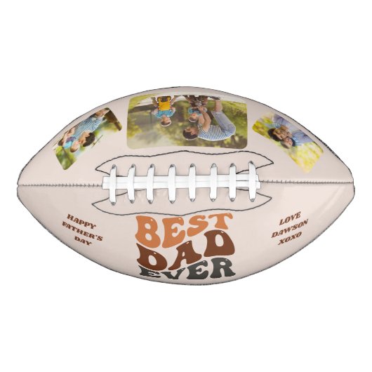 Groovy Retro Beste pap ooit 3 Foto gepersonaliseer American Football (Voorkant)