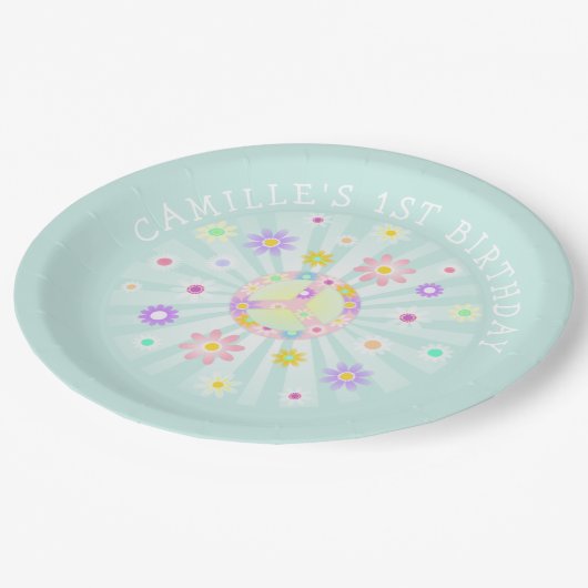 Groovy Retro Birthday Papieren Bordje (Gekanteld)