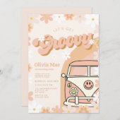 Groovy Retro Birthday Party Invitation Kaart (Voorkant / Achterkant)