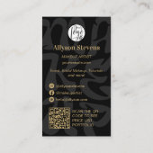 Groovy retro black logo qr code Makeup Visitekaartje (Achterkant)