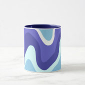 Groovy Retro Blauwe en Paarse Golven Mok (Midden)