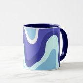 Groovy Retro Blauwe en Paarse Golven Mok (Voorkant rechts)