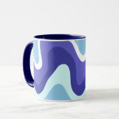 Groovy Retro Blauwe en Paarse Golven Mok (Voorkant links)