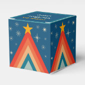 Groovy Retro  Blauwe Kerst van de Boom Bedankdoosjes (Voorkant Zijde)