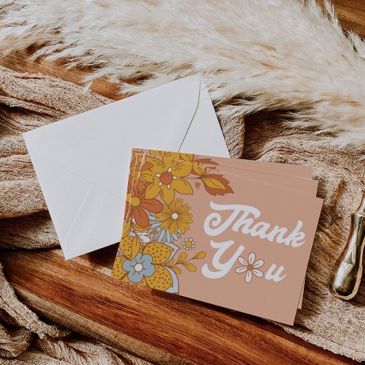 Groovy Retro Bloem Dank je kaart