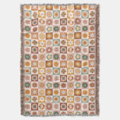 Groovy Retro Bloem Geruit Deken (Voorkant Verticaal)