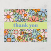 Groovy Retro Bloem Kleurig 60s 70s Dank Je Briefkaart (Voorkant)