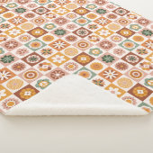 Groovy Retro Bloem Motief Sherpa Deken (3/4)