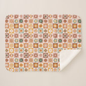 Groovy Retro Bloem Motief Sherpa Deken (Voorkant (horizontaal))