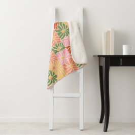 Groovy Retro Bloem Sherpa Deken