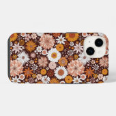 Groovy Retro Bloem Tuin Patroon iPhone Hoesje (Achterkant horizontaal)