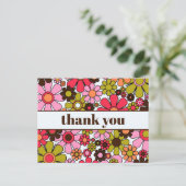 Groovy Retro Bloemen 60s 70s Bloemen Bedankt Briefkaart (Staand voorkant)