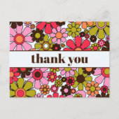 Groovy Retro Bloemen 60s 70s Bloemen Bedankt Briefkaart (Voorkant)
