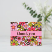 Groovy Retro Bloemen 60s 70s Bloemen Bedankt Briefkaart (Staand voorkant)