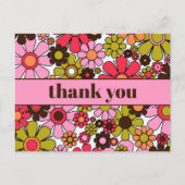 Groovy Retro Bloemen 60s 70s Bloemen Bedankt Briefkaart (Voorkant)