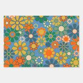 Groovy Retro Bloemen 60s 70s Esthetische Patronen Inpakpapier Vel (Voorkant 3)