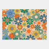 Groovy Retro Bloemen 60s 70s Esthetische Patronen Inpakpapier Vel (Voorkant 2)