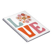 Groovy Retro Bloemen Kosmische Daisy LOVE Notitieboek (Rechterzijde)