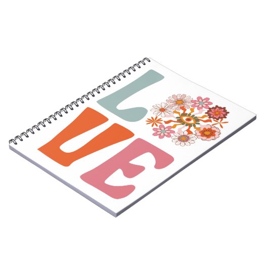 Groovy Retro Bloemen Kosmische Daisy LOVE Notitieboek (Linkerzijde)