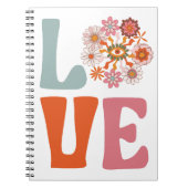 Groovy Retro Bloemen Kosmische Daisy LOVE Notitieboek (Voorkant)