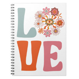 Groovy Retro Bloemen Kosmische Daisy LOVE Notitieboek