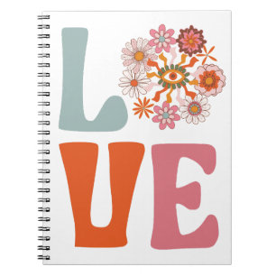 Groovy Retro Bloemen Kosmische Daisy LOVE Notitieboek