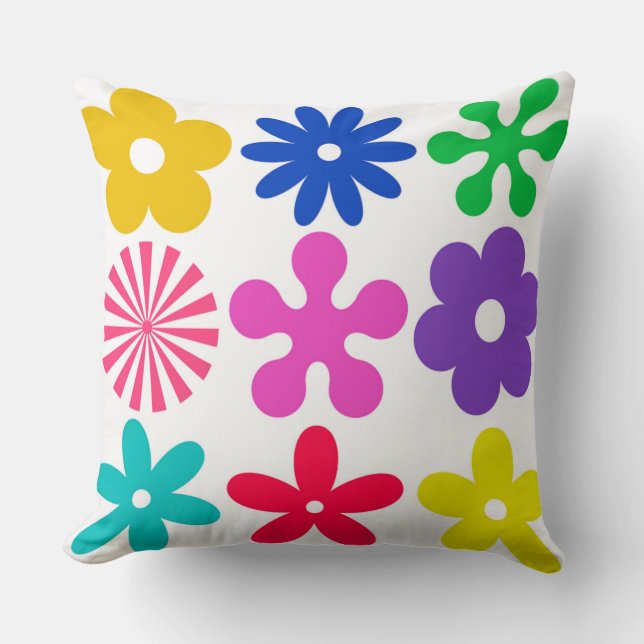 GROOVY RETRO BLOEMEN KUSSEN (Voorkant)