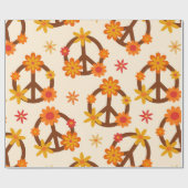Groovy Retro Bloemen op Vrede en Liefde Borden Cadeaupapier (Vlak)
