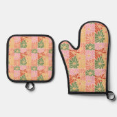 Groovy Retro Bloemen Ovenwant & Pannenlap Set (Voorkant)