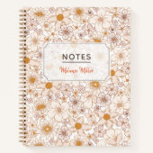 Groovy Retro Bloemen Patroon Lichtroze Notitieboek (Voorkant)