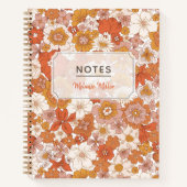 Groovy Retro Bloemen Patroon Notitieboek (Voorkant)