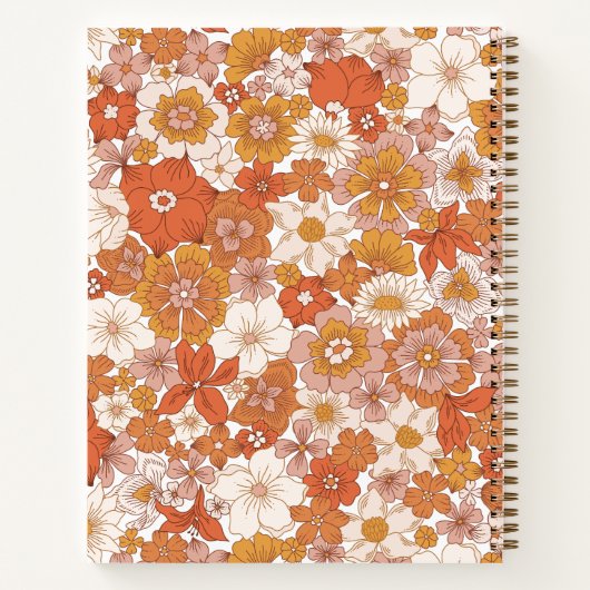 Groovy Retro Bloemen Patroon Notitieboek (Achterkant)