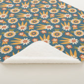Groovy Retro Bloemen Sherpa Deken (3/4)
