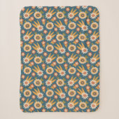 Groovy Retro Bloemen Sherpa Deken (Voorkant)