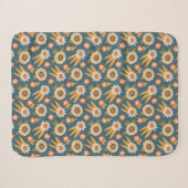 Groovy Retro Bloemen Sherpa Deken (Voorkant (horizontaal))