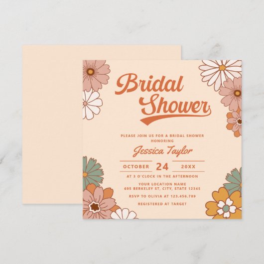 Groovy Retro Bloemen Vrijgezellenfeest Kaart (Voorkant / Achterkant)