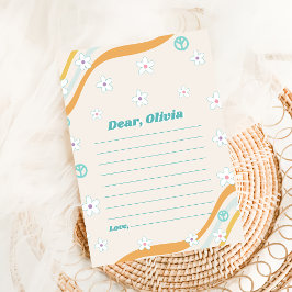 Groovy Retro Bloemige Tijd Capsule Notitie Bericht Kaart