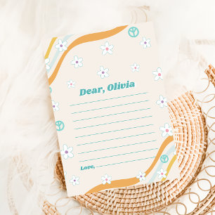 Groovy Retro Bloemige Tijd Capsule Notitie Bericht Kaart